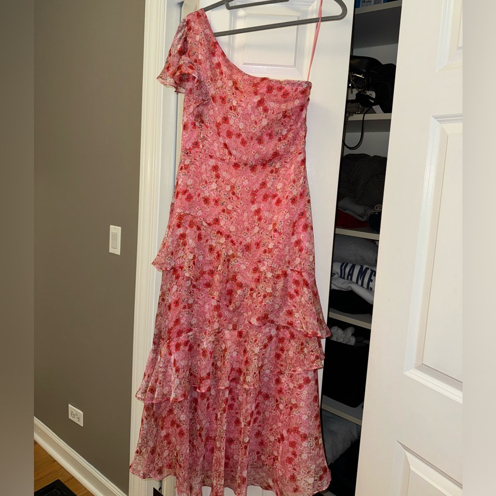 One shouldered floral dress